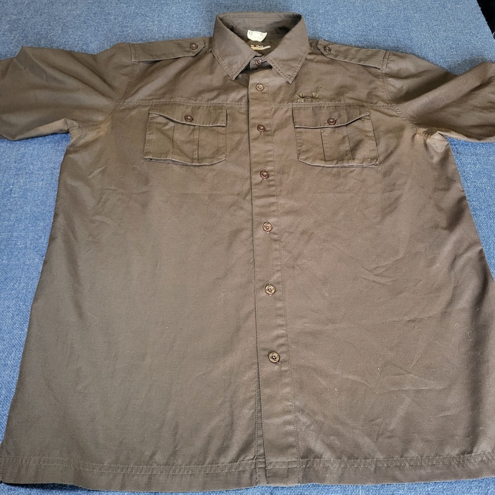 Under Armour Allseason gear Mens Large Tactical Short Sleeve Button Shirt Brown